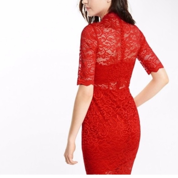 Elegant Red Lace Dress - Picture 3 of 10